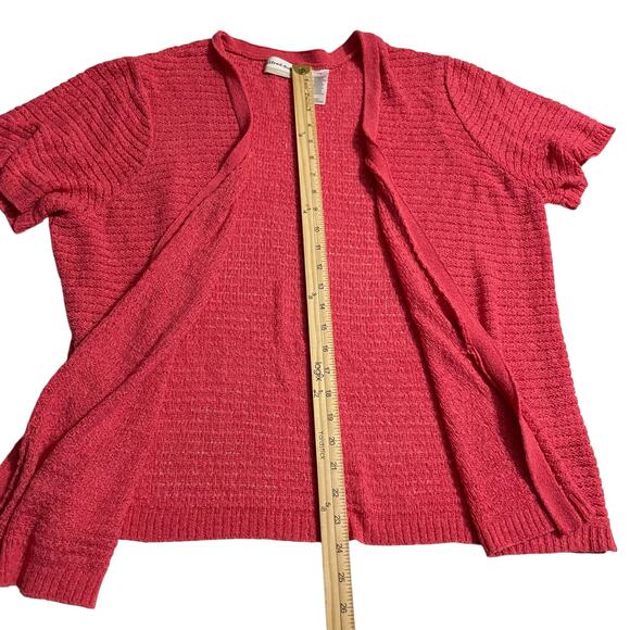 Alfred Dunner Open Cardigan Womens Size 1X Pink Open Sweater Short Sleeve Knit - Picture 7 of 9